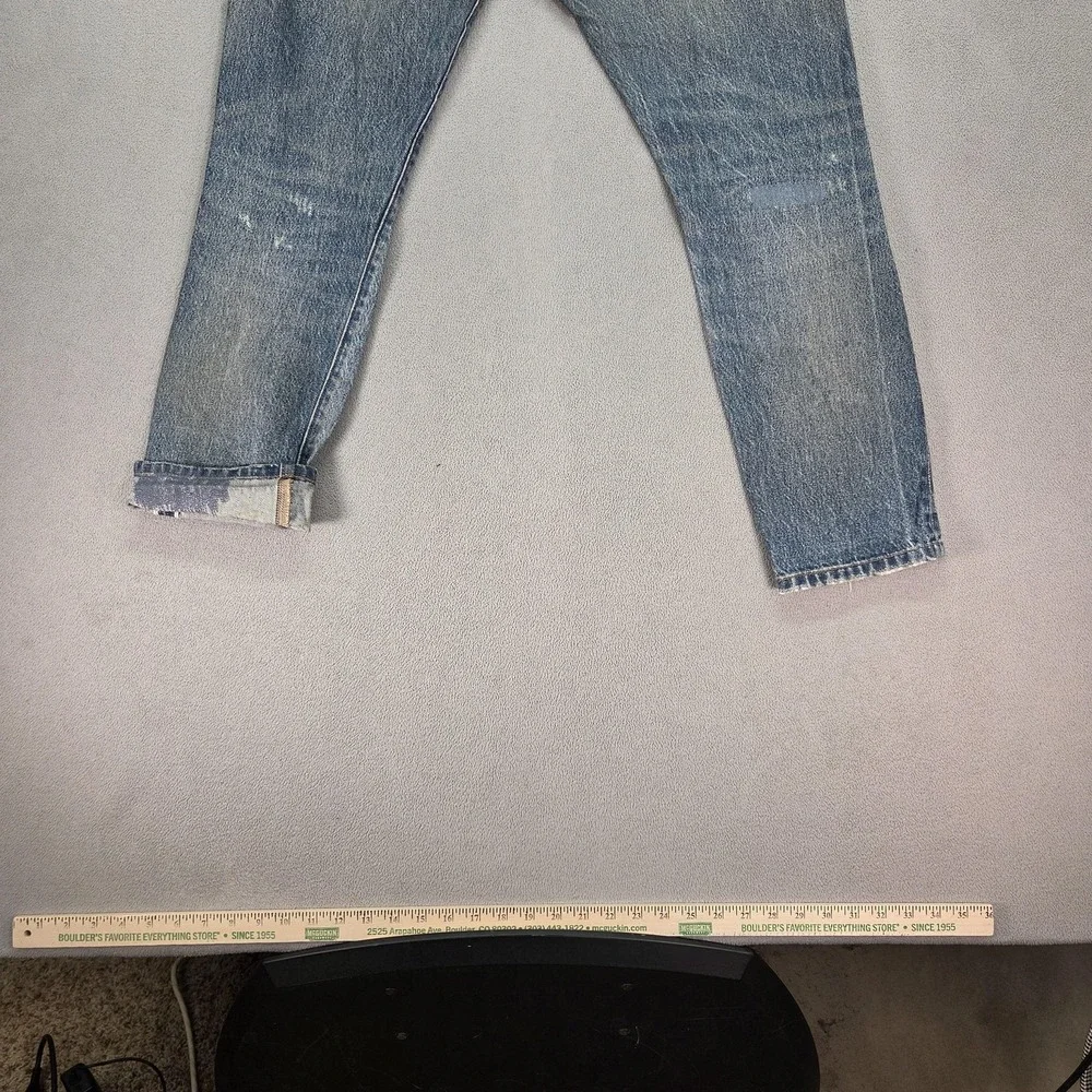 Levis 501 Jeans Mens Selvedge Straight Button Fly Distressed Fits‎ 30x27